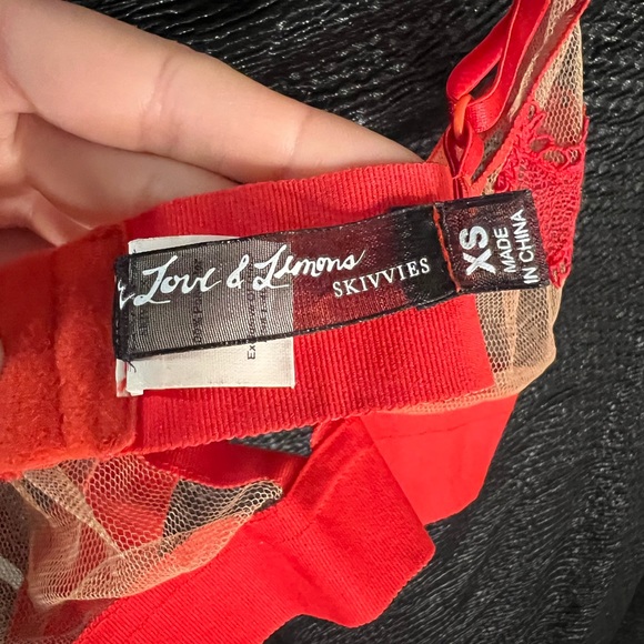 For Love And Lemons Skivvies Be Mine Red Heart Bralette - Picture 8 of 8